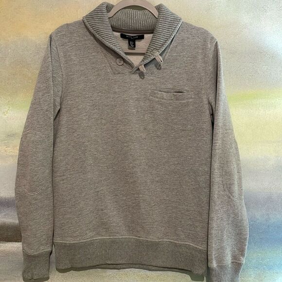 MARK LAW Luxury Men’s Sweatshirt with Sweater Collar and buttons - Picture 1 of 12